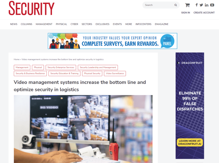 Video management systems increase the bottom line and optimize security in logistics