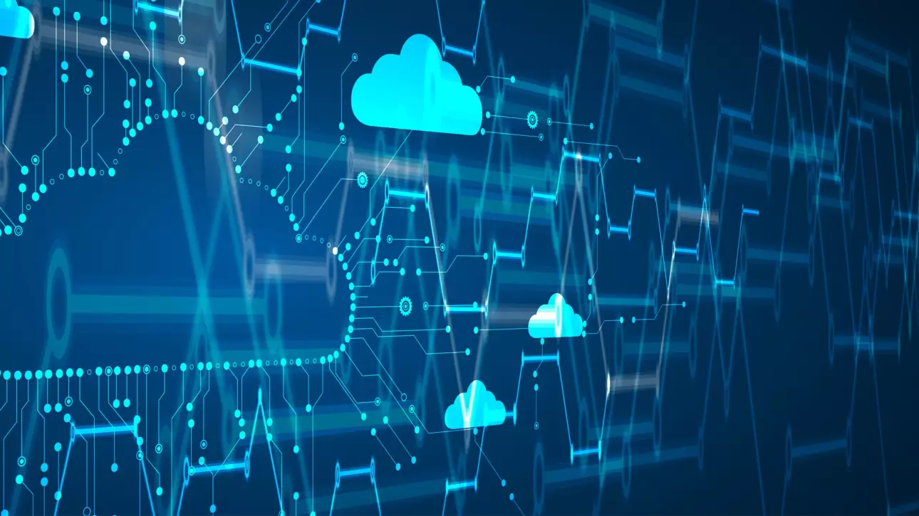 Cloud technology. Integrated digital web concept background