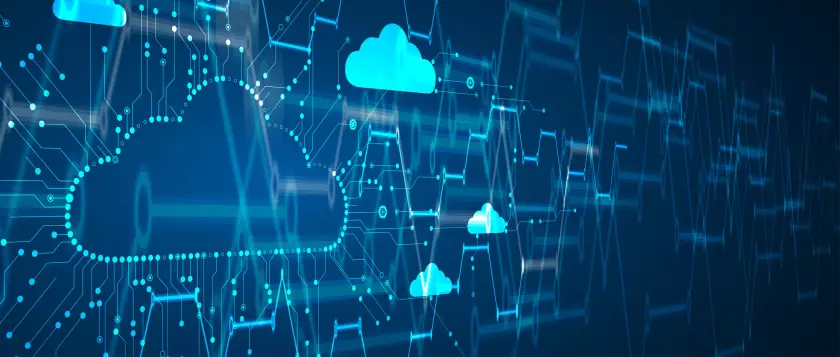 Cloud technology. Integrated digital web concept background