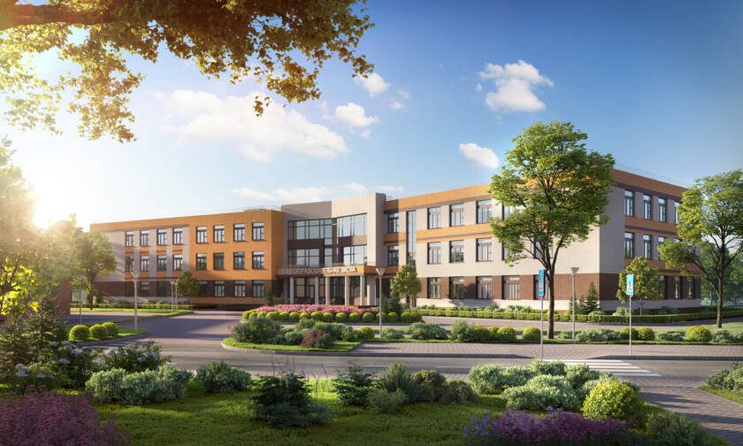 3D illustration modern school