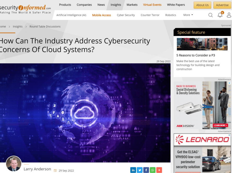 screenshot of news article - How Can The Industry Address Cybersecurity Concerns Of Cloud Systems