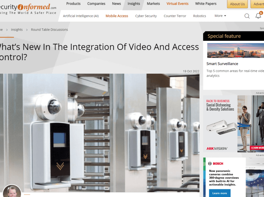 Screenshot of news article, What’s New In The Integration Of Video And Access Control
