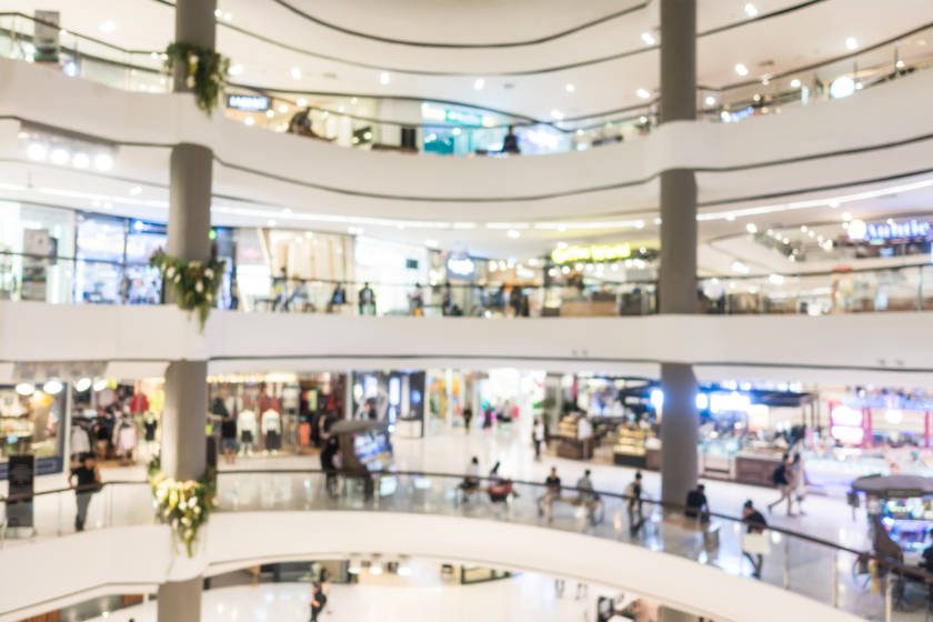 Abstract blur shopping mall and retails store interior for background