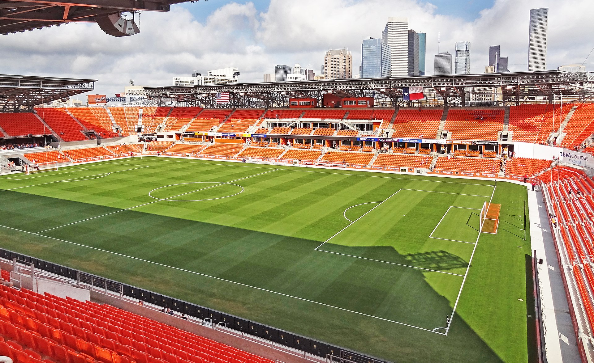 View of Houston Dynamo sports fiend from the top of the stands